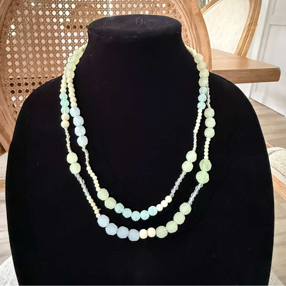 Multi-Strand Beaded Blue Necklace
